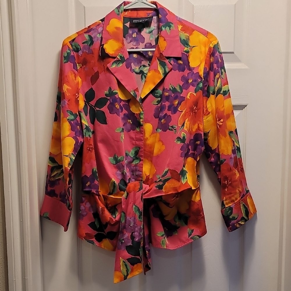 Jones New York Multicolor Floral Blouse Size Large - Picture 1 of 7